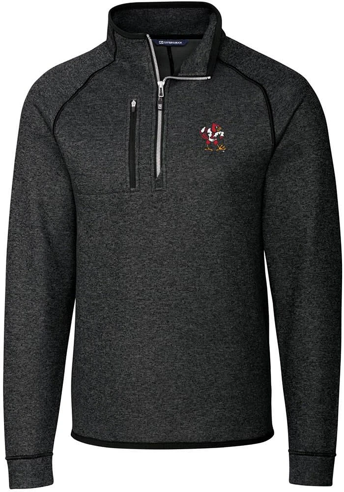 Cutter and Buck Louisville Cardinals Mens Charcoal Mainsail Long Sleeve Qtr Zip Pullover