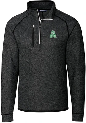 Cutter and Buck Marshall Thundering Herd Mens Grey Vault Mainsail Long Sleeve Qtr Zip Pullover