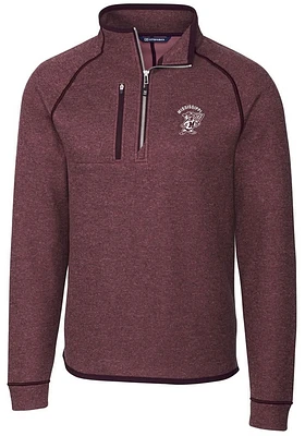 Cutter and Buck Mississippi State Bulldogs Mens Red Mainsail Long Sleeve Qtr Zip Pullover