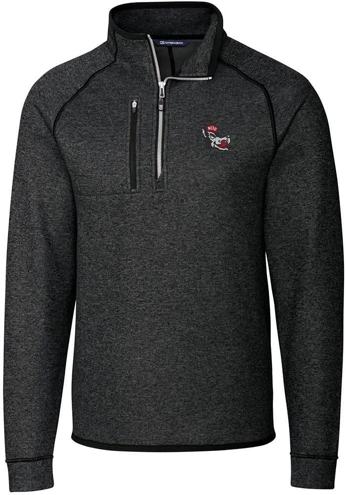Cutter and Buck NC State Wolfpack Mens Charcoal Mainsail Long Sleeve Qtr Zip Pullover