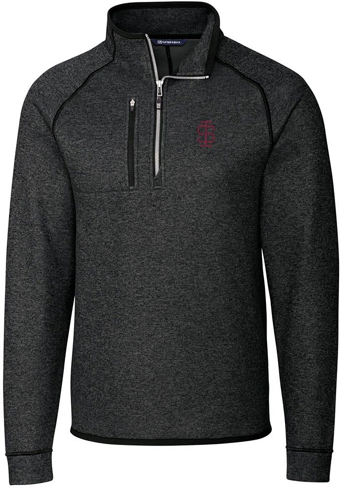 Cutter and Buck Southern Illinois Salukis Mens Charcoal Mainsail Long Sleeve Qtr Zip Pullover