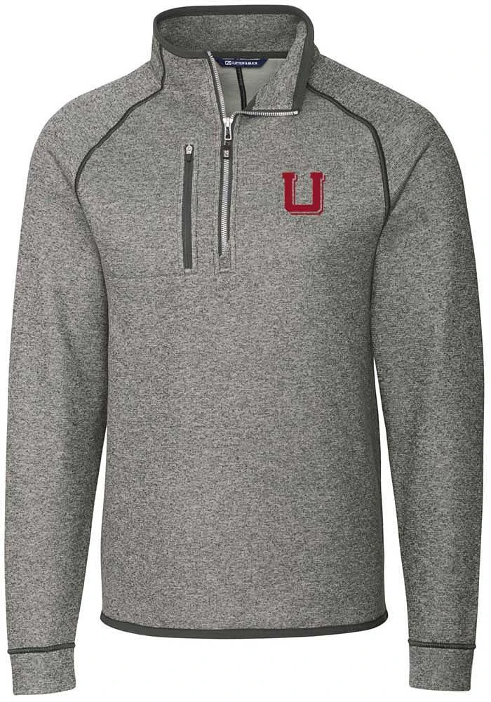 Cutter and Buck Utah Utes Mens Grey Vault Mainsail Long Sleeve Qtr Zip Pullover