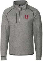 Cutter and Buck Utah Utes Mens Grey Vault Mainsail Long Sleeve Qtr Zip Pullover