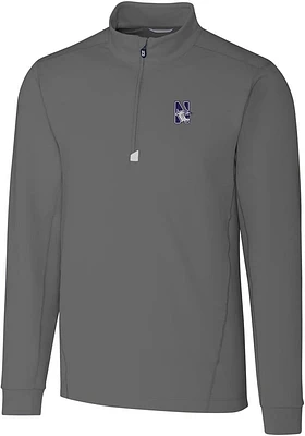 Cutter and Buck Northwestern Wildcats Mens Grey Traverse Stretch Big Tall Qtr Zip