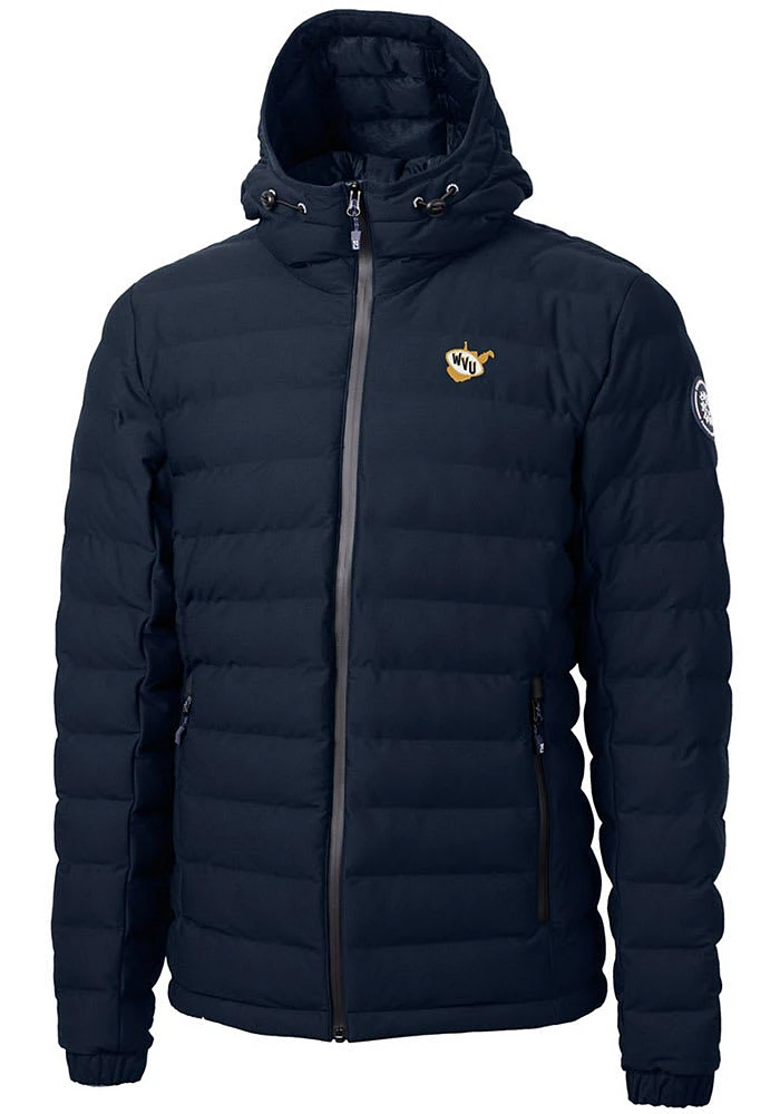 Mens West Virginia Mountaineers Cutter and Buck Vault Mission Ridge Repreve Heavyweight Jacke..