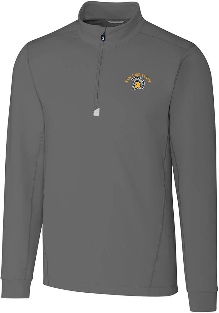 Cutter and Buck San Jose State Spartans Mens Grey Traverse Stretch Big Tall Qtr Zip
