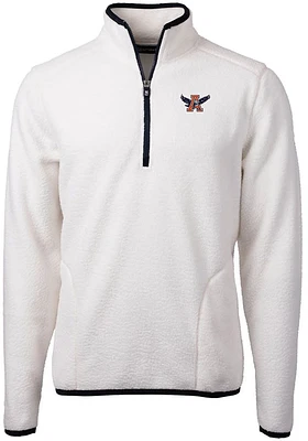 Cutter and Buck Auburn Tigers Mens White Cascade Eco Sherpa Fleece Long Sleeve Qtr Zip Pullover