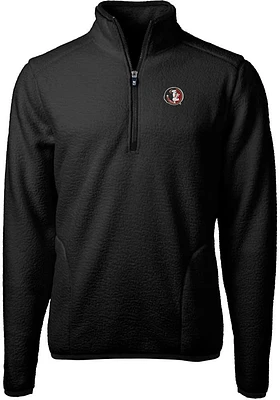 Cutter and Buck Florida State Seminoles Mens Black Cascade Eco Sherpa Fleece Long Sleeve Qtr Zip P..