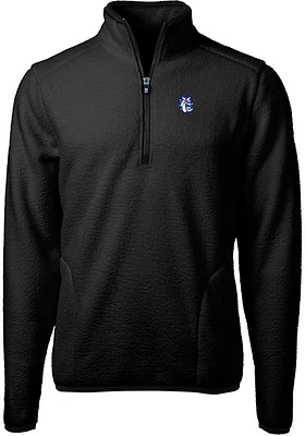 Cutter and Buck Fresno State Bulldogs Mens Black Cascade Eco Sherpa Fleece Long Sleeve Qtr Zip Pul..
