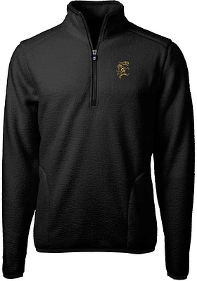 Cutter and Buck Grambling State Tigers Mens Black Cascade Eco Sherpa Fleece Long Sleeve Qtr Zip Pu..