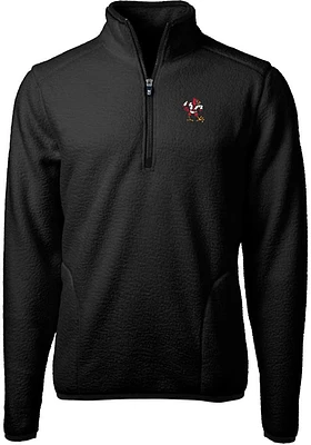 Cutter and Buck Louisville Cardinals Mens Black Cascade Eco Sherpa Fleece Long Sleeve Qtr Zip Pull..