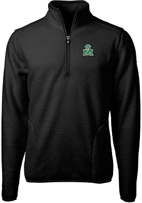 Cutter and Buck Marshall Thundering Herd Mens Black Cascade Eco Sherpa Fleece Long Sleeve Qtr Zip..