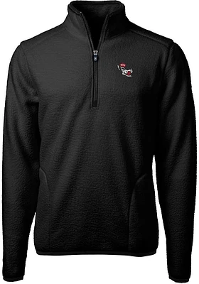 Cutter and Buck NC State Wolfpack Mens Black Cascade Eco Sherpa Fleece Long Sleeve Qtr Zip Pullove..
