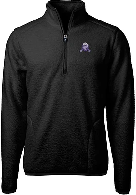 Mens Northwestern Wildcats Black Cutter and Buck Cascade Eco Sherpa Fleece Qtr Zip Pullover