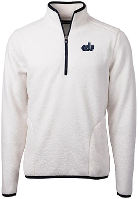 Cutter and Buck Old Dominion Monarchs Mens White Cascade Eco Sherpa Fleece Long Sleeve Qtr Zip Pul..