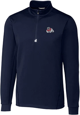 Cutter and Buck Fresno State Bulldogs Mens Navy Blue Traverse Stretch Big Tall Qtr Zip