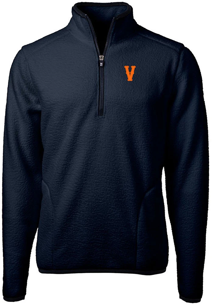 Cutter and Buck Virginia Cavaliers Mens Navy Blue Cascade Eco Sherpa Fleece Long Sleeve Qtr Zip ..
