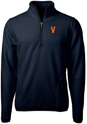 Cutter and Buck Virginia Cavaliers Mens Navy Blue Cascade Eco Sherpa Fleece Long Sleeve Qtr Zip ..