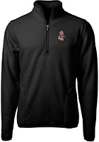 Cutter and Buck Washington State Cougars Mens Black Cascade Eco Sherpa Fleece Long Sleeve Qtr Zip..