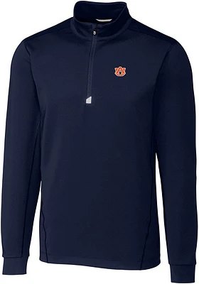 Cutter and Buck Auburn Tigers Mens Navy Blue Traverse Stretch Big Tall Qtr Zip