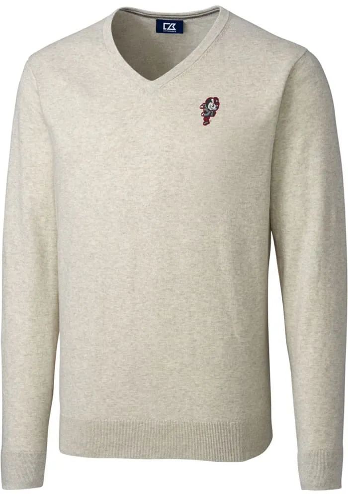 Cutter and Buck Ohio State Buckeyes Mens Oatmeal Vault Lakemont Long Sleeve Sweater