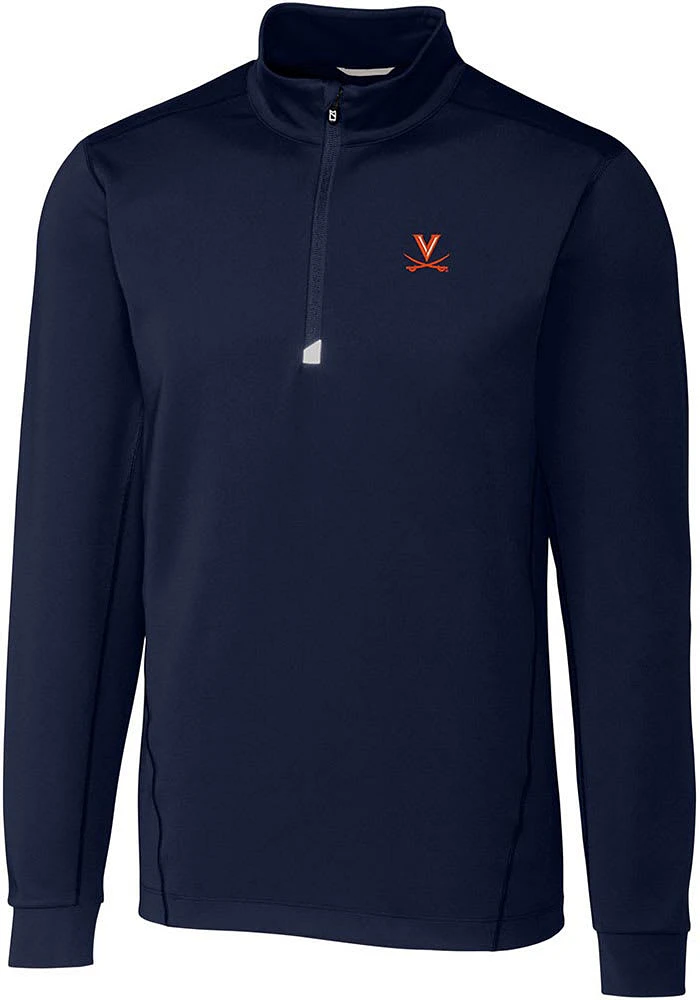 Cutter and Buck Virginia Cavaliers Mens Navy Blue Traverse Stretch Big Tall Qtr Zip