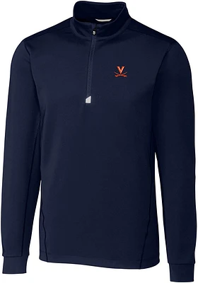 Cutter and Buck Virginia Cavaliers Mens Navy Blue Traverse Stretch Big Tall Qtr Zip