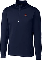 Cutter and Buck Virginia Cavaliers Mens Navy Blue Traverse Stretch Big Tall Qtr Zip