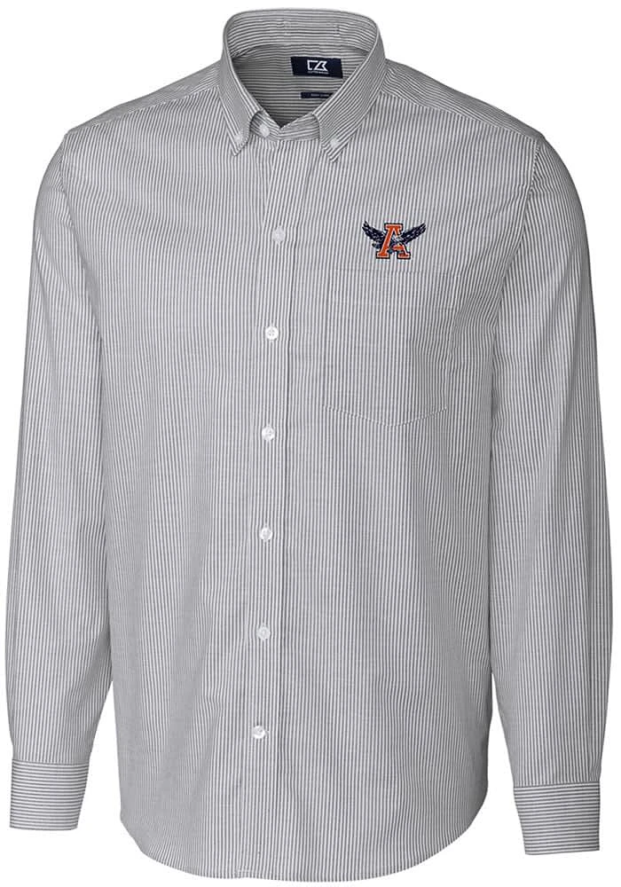 Cutter and Buck Auburn Tigers Mens Charcoal Vault Stretch Oxford Stripe Long Sleeve Dress Shirt