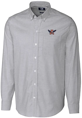 Cutter and Buck Auburn Tigers Mens Charcoal Vault Stretch Oxford Stripe Long Sleeve Dress Shirt