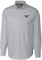 Cutter and Buck Auburn Tigers Mens Charcoal Vault Stretch Oxford Stripe Long Sleeve Dress Shirt