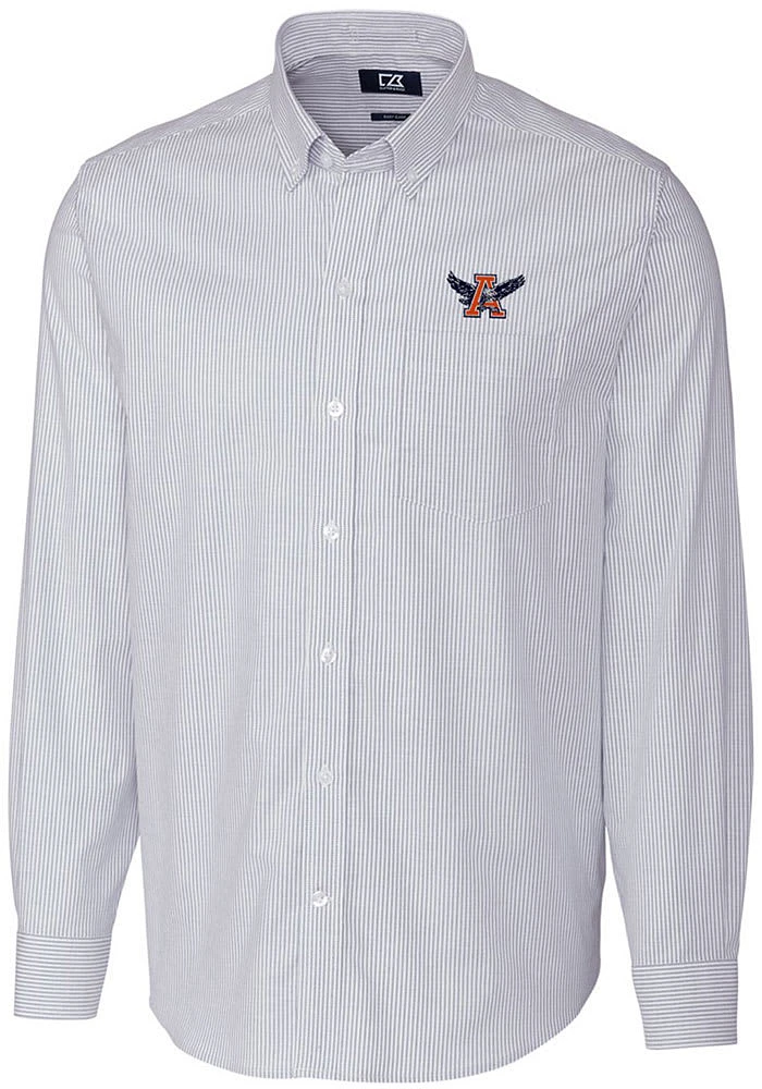 Cutter and Buck Auburn Tigers Mens Light Blue Stretch Oxford Stripe Long Sleeve Dress Shirt