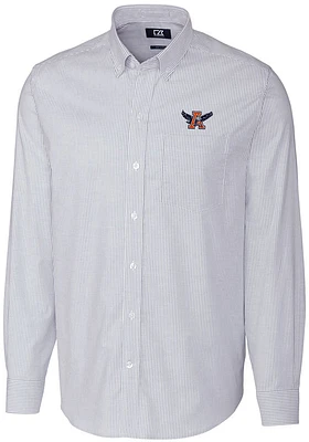Cutter and Buck Auburn Tigers Mens Light Blue Stretch Oxford Stripe Long Sleeve Dress Shirt