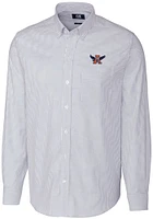Cutter and Buck Auburn Tigers Mens Light Blue Stretch Oxford Stripe Long Sleeve Dress Shirt