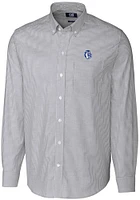 Cutter and Buck Fresno State Bulldogs Mens Charcoal Vault Stretch Oxford Stripe Long Sleeve Dres..