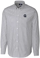 Cutter and Buck Gonzaga Bulldogs Mens Charcoal Vault Stretch Oxford Stripe Long Sleeve Dress Shi..