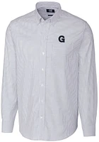 Cutter and Buck Gonzaga Bulldogs Mens Light Blue Stretch Oxford Stripe Long Sleeve Dress Shirt