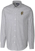 Cutter and Buck Grambling State Tigers Mens Charcoal Stretch Oxford Stripe Long Sleeve Dress Shirt