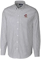 Cutter and Buck Louisville Cardinals Mens Charcoal Stretch Oxford Stripe Long Sleeve Dress Shirt