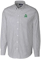 Cutter and Buck Marshall Thundering Herd Mens Charcoal Vault Stretch Oxford Stripe Long Sleeve D..