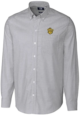 Cutter and Buck Missouri Tigers Mens Charcoal Stretch Oxford Stripe Long Sleeve Dress Shirt