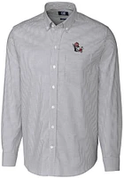 Cutter and Buck NC State Wolfpack Mens Charcoal Stretch Oxford Stripe Long Sleeve Dress Shirt