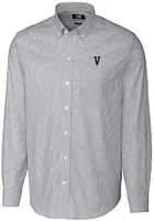 Cutter and Buck Villanova Wildcats Mens Charcoal Vault Stretch Oxford Stripe Long Sleeve Dress S..