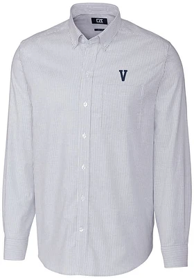 Cutter and Buck Villanova Wildcats Mens Light Blue Stretch Oxford Stripe Long Sleeve Dress Shirt