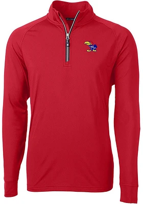 Cutter and Buck Kansas Jayhawks Mens Adapt Stretch Long Sleeve Qtr Zip Pullover