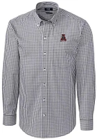 Cutter and Buck Alabama Crimson Tide Mens Charcoal Vault Easy Care Gingham Long Sleeve Dress Shirt
