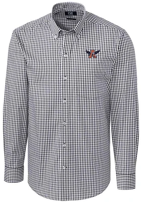 Cutter and Buck Auburn Tigers Mens Charcoal Vault Easy Care Gingham Long Sleeve Dress Shirt