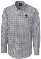 Cutter and Buck Delaware Fightin' Blue Hens Mens Charcoal Easy Care Gingham Long Sleeve Dress Sh..