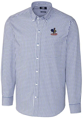 Cutter and Buck Delaware Fightin' Blue Hens Mens Easy Care Gingham Long Sleeve Dress Shirt