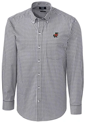 Cutter and Buck Florida Gators Mens Charcoal Vault Easy Care Gingham Long Sleeve Dress Shirt